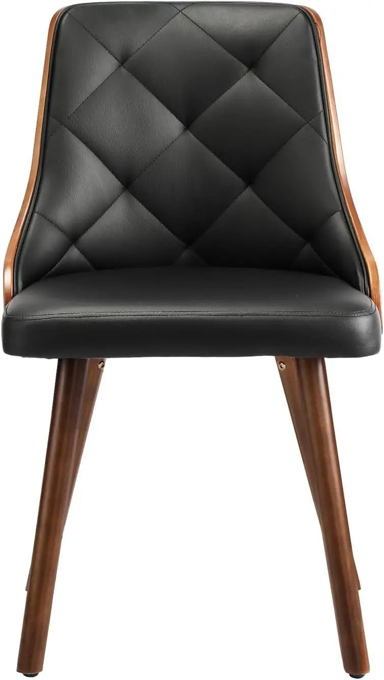 Set of 2 High-Back Dining Chairs – Black Faux Leather