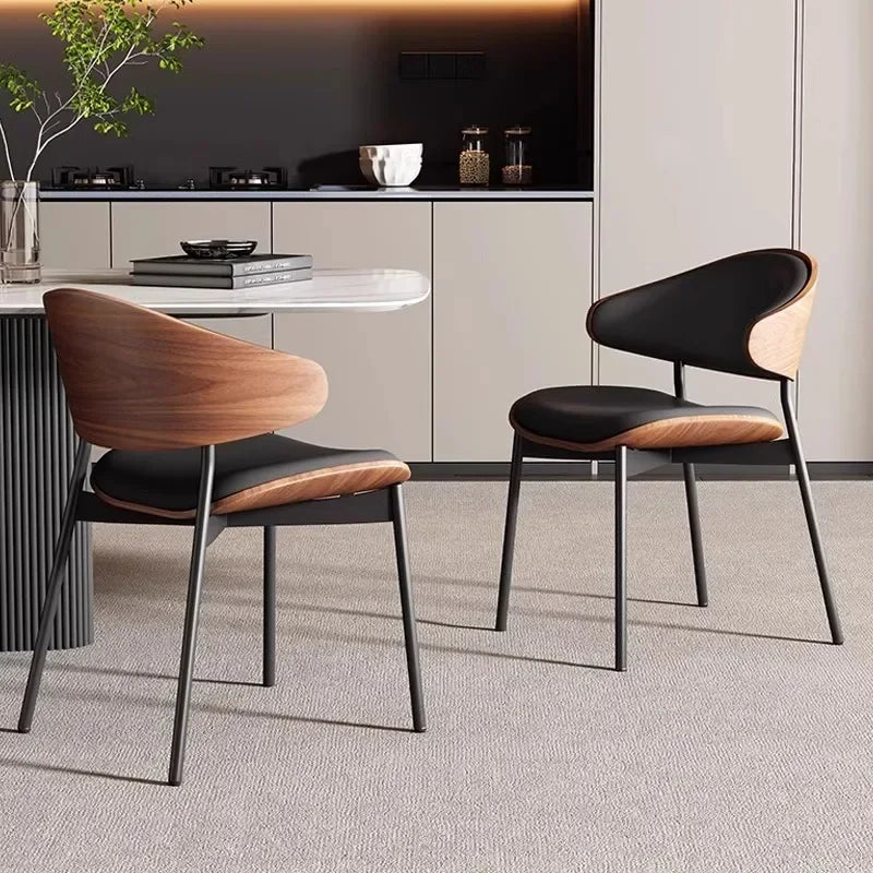 Set of 2 Modern Leather Dining Chairs