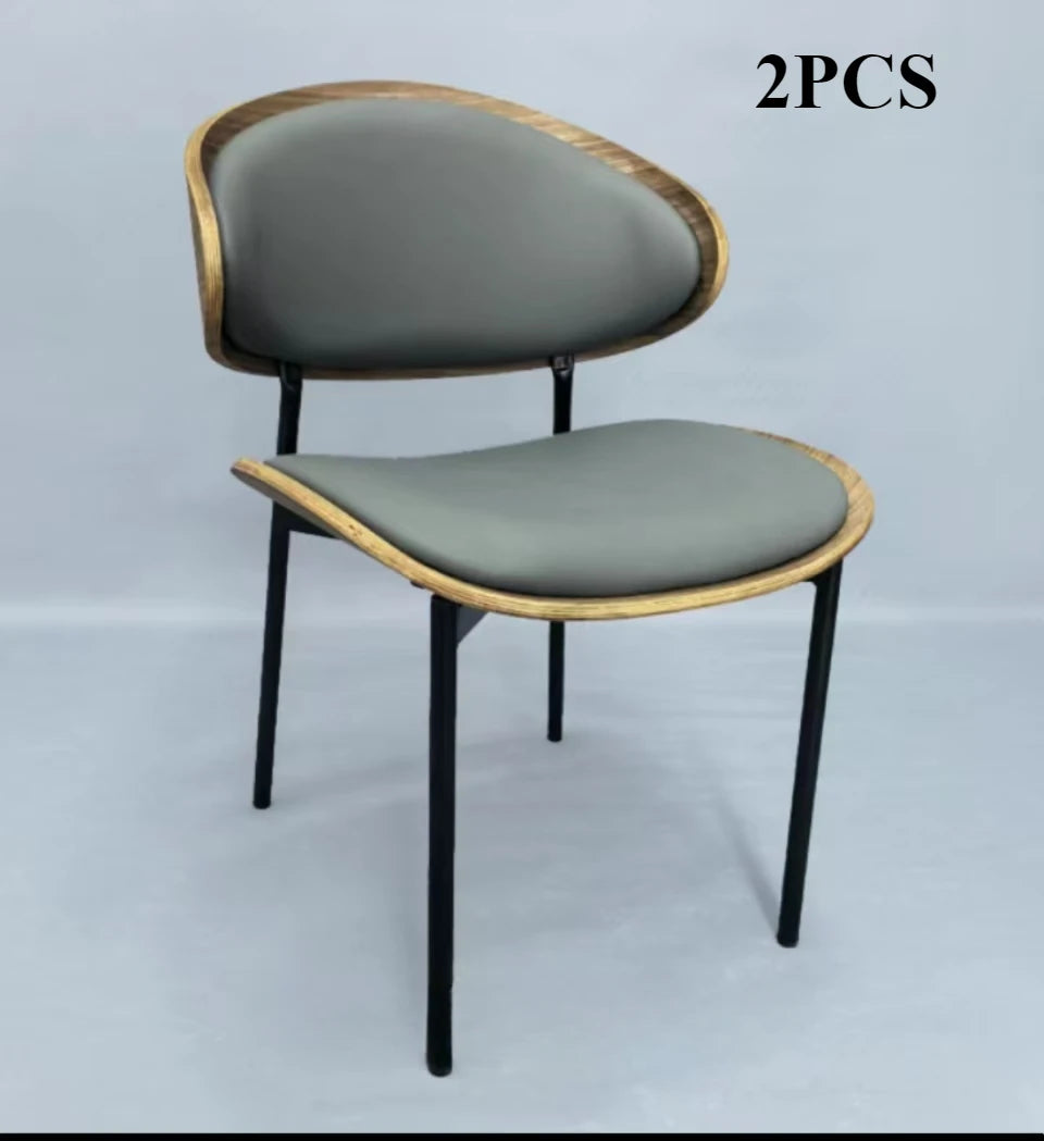 Set of 2 Modern Leather Dining Chairs