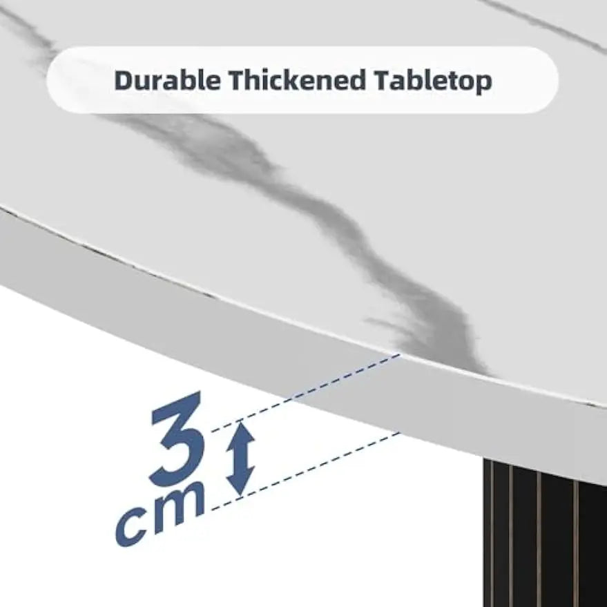 Round Dining Table – White Top with Black Base