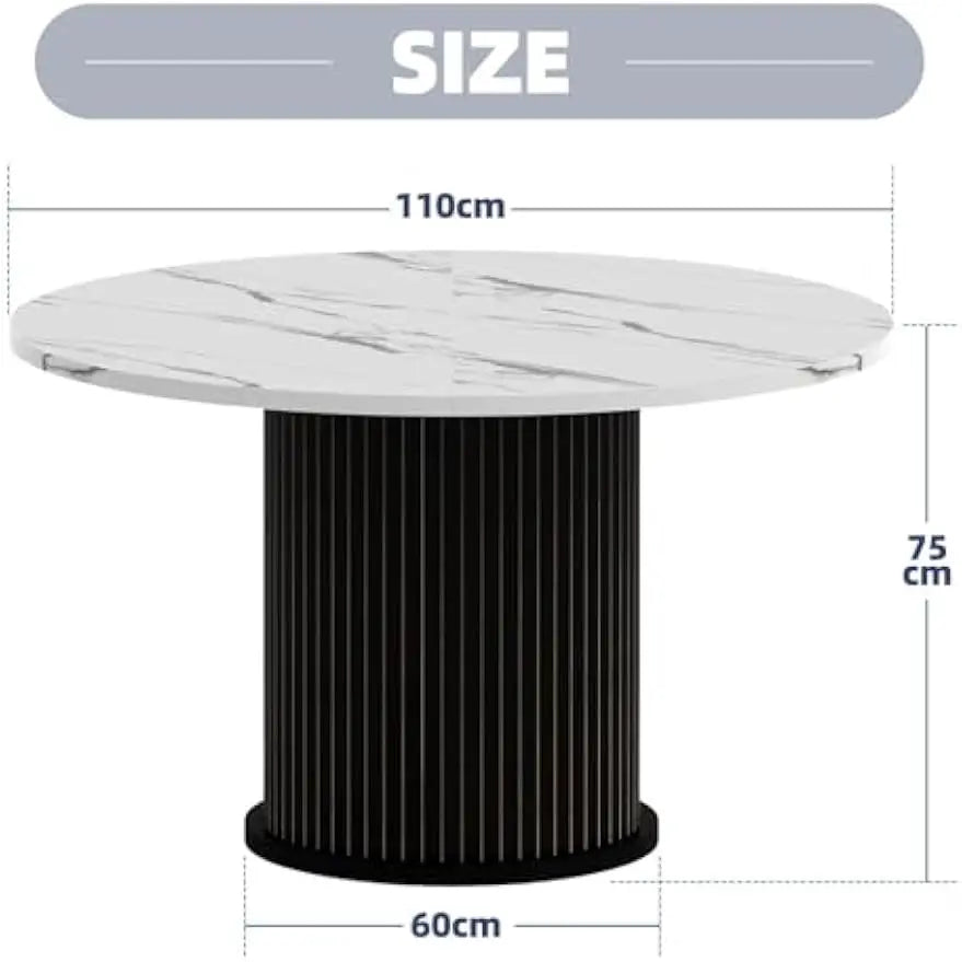 Round Dining Table – White Top with Black Base