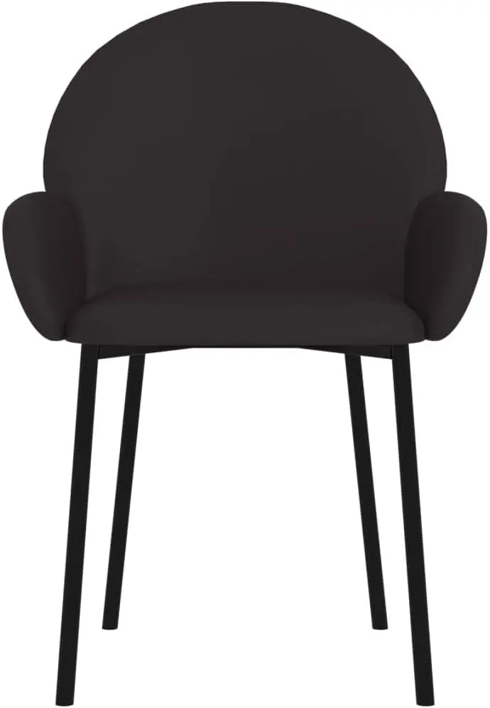 Set of 2 Armrest Dining Chairs – Black Faux Leather