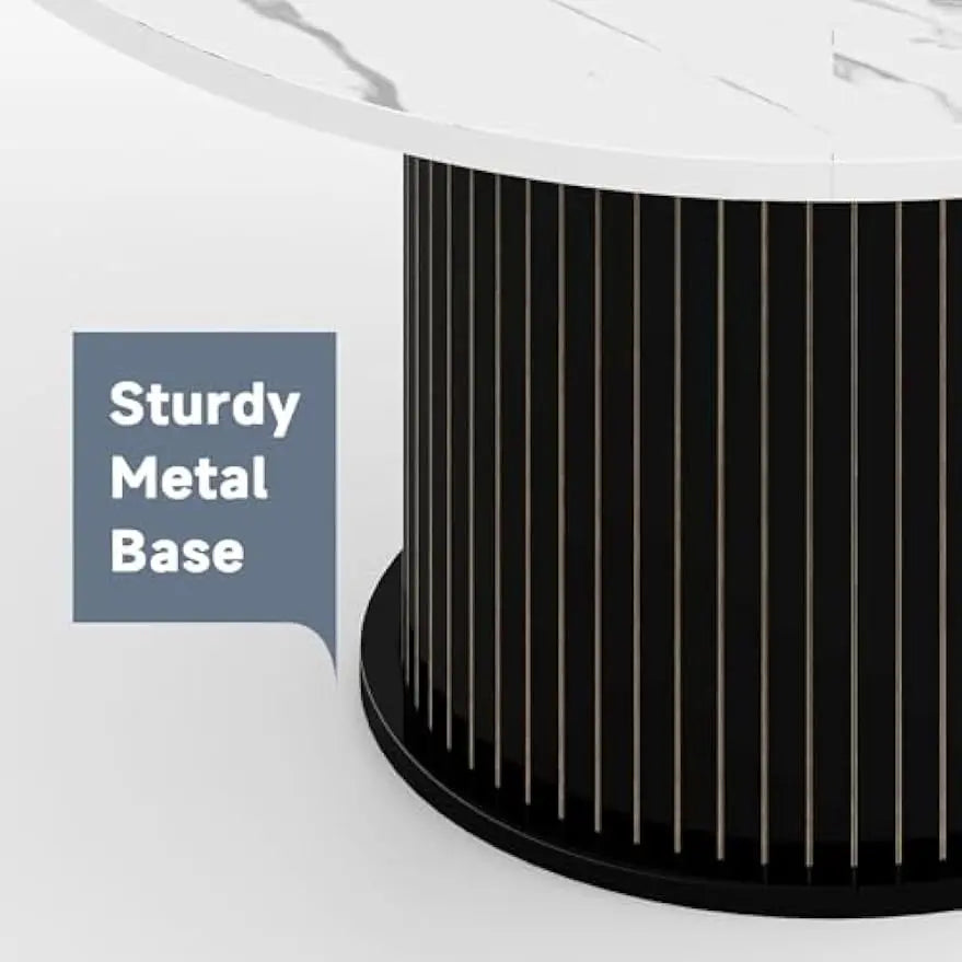 Round Dining Table – White Top with Black Base