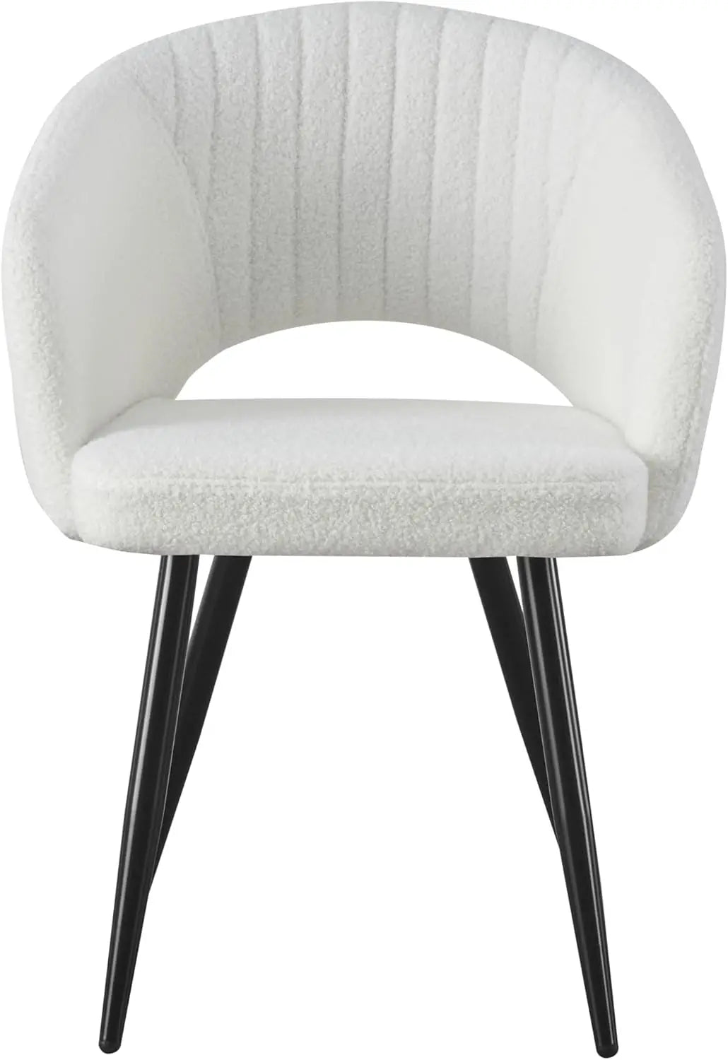 Set of 2 Bouclé Dining Chairs - White