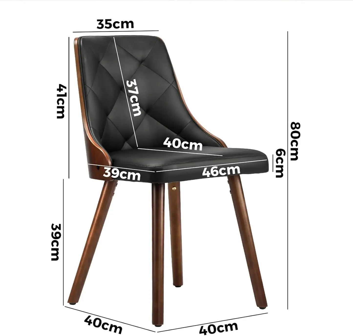 Set of 2 High-Back Dining Chairs – Black Faux Leather