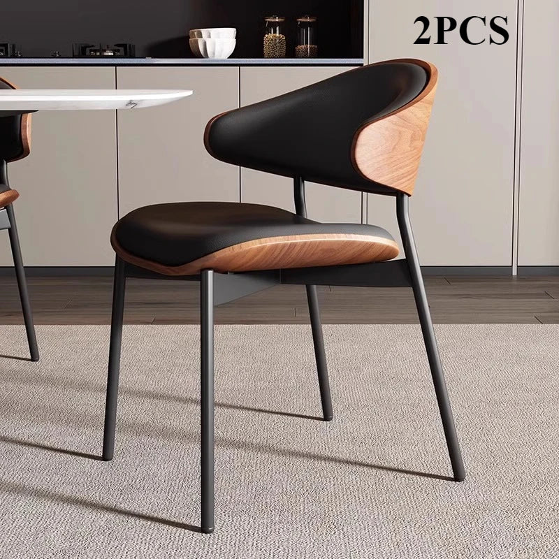 Set of 2 Modern Leather Dining Chairs
