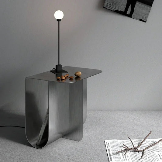 Compact Nordic-Style Stainless Steel Side Table